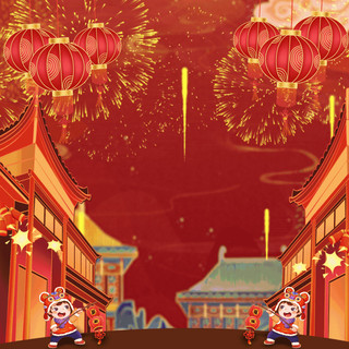 红色喜庆灯笼虎年新年春节背景GIf动图